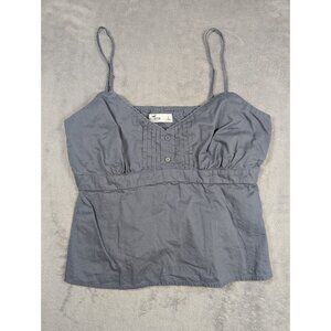 Hollister Babydoll Top Womens Size Large Blue Y2k Preppy Lace Trim Festival